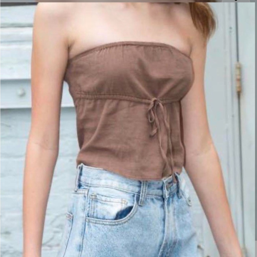 Brandy Melville Brown Tie Front Tube Top